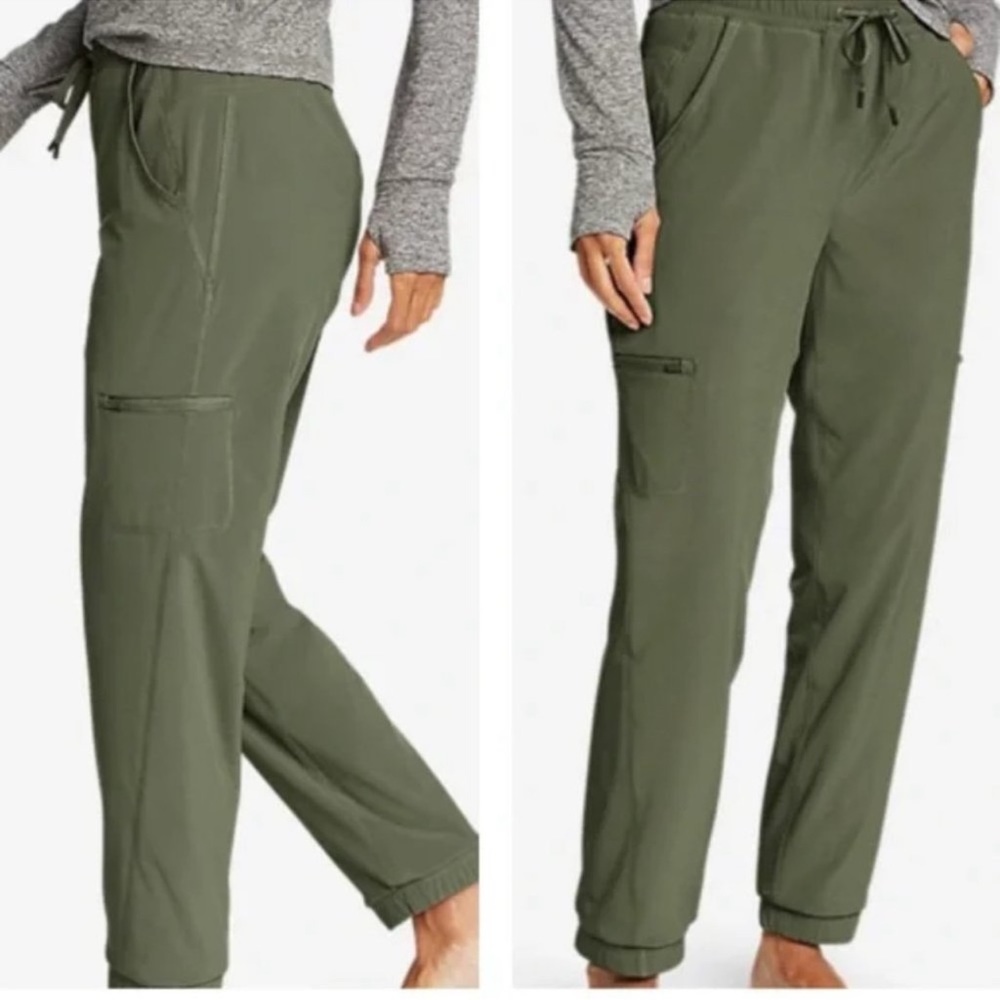 New! Size 8 Eddie Bauer joggers  Polar fleece-lined in olive green